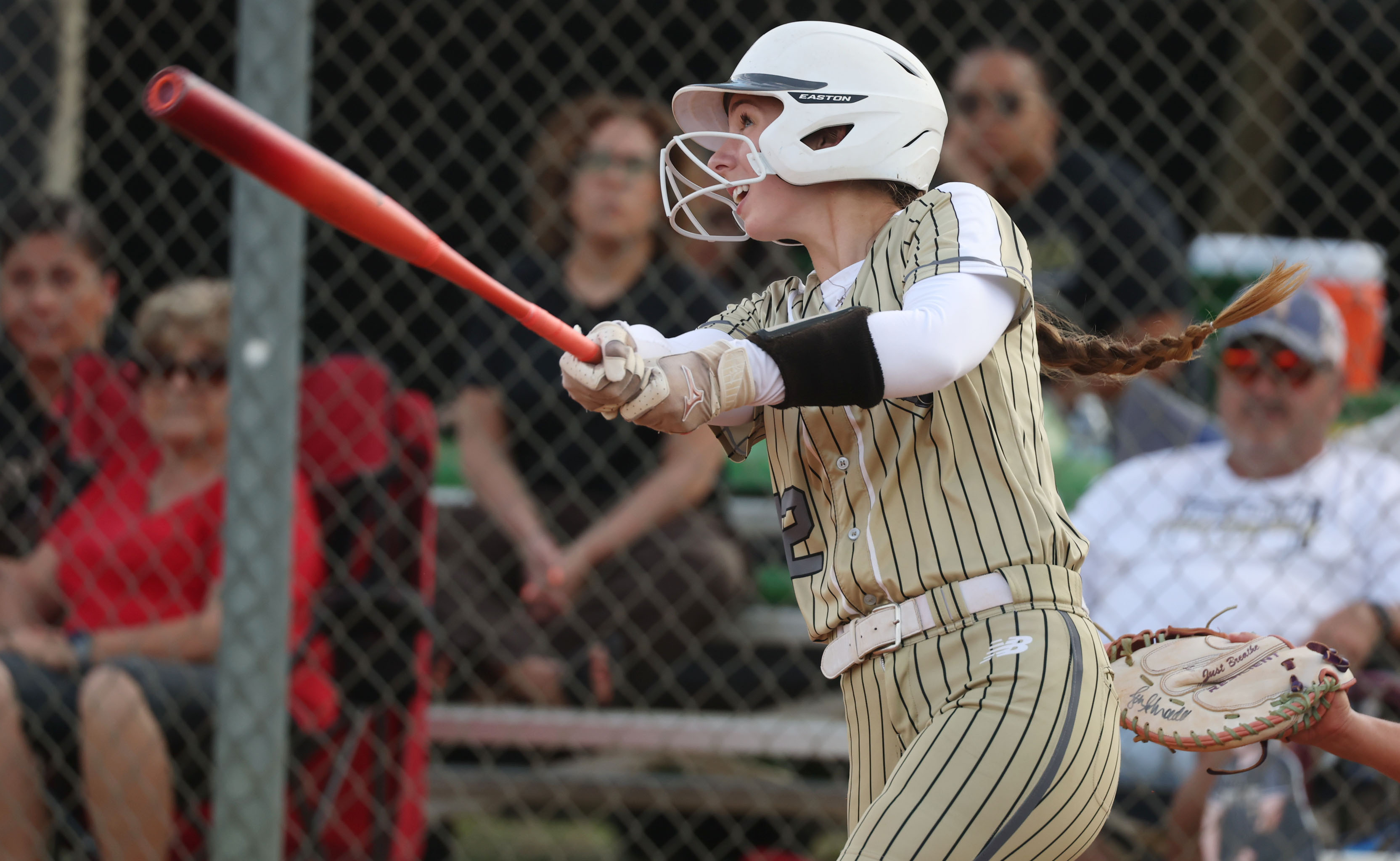 East Ridge High softball player Kaitlyn Halley hits during the...
