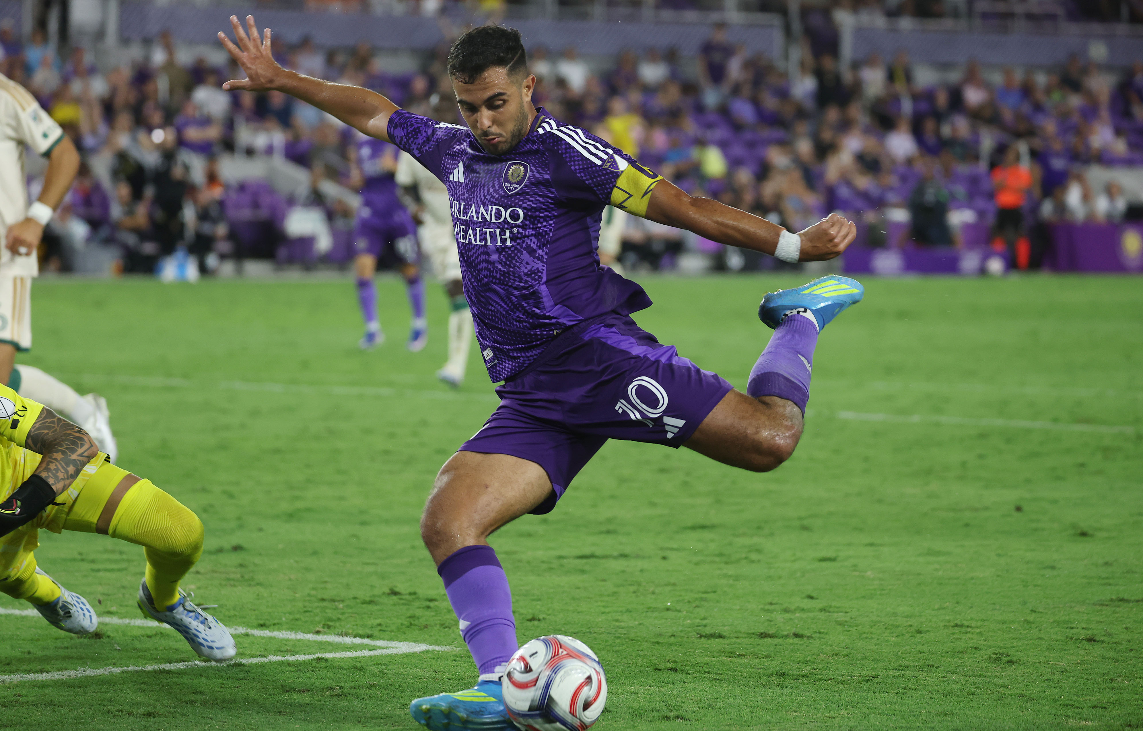 Orlando player Martin Ojeda kicks at goal during the Atlanta...