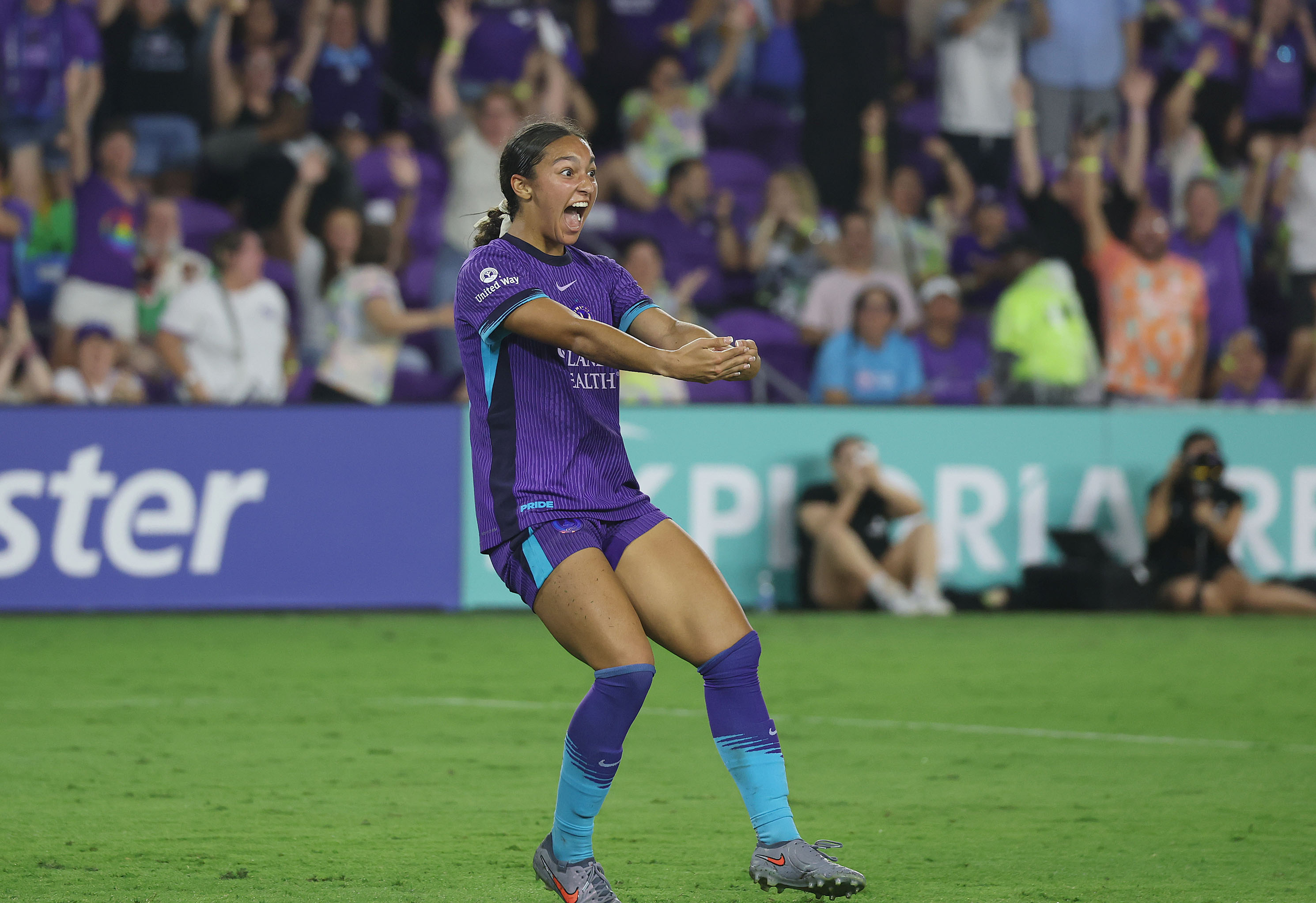 Orlando player Seven Castain celebrates after a goal during the...