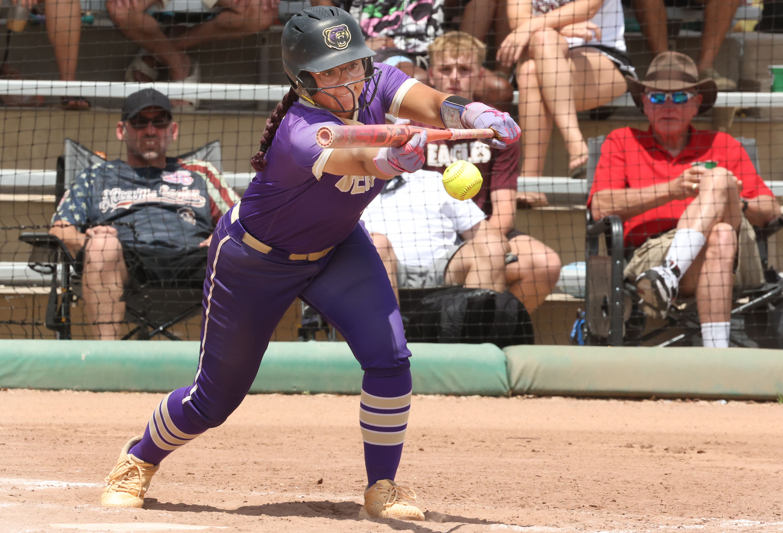Winter Springs player Madison Barahona bunts during the Class 5A...