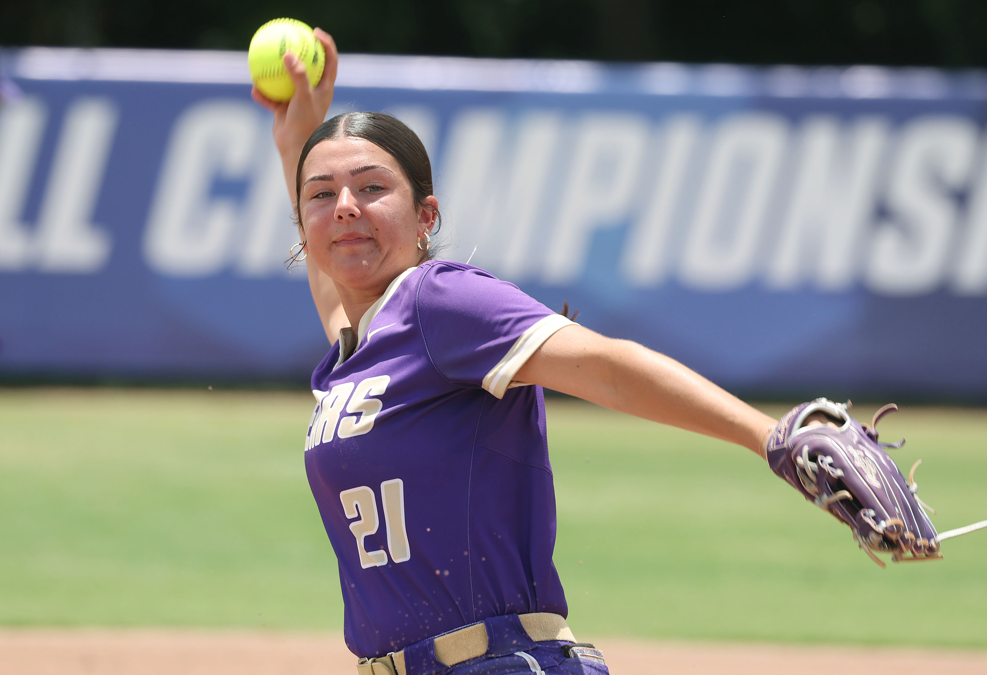 Winter Springs pitcher Tiffany Seemann throws during the Class 5A...