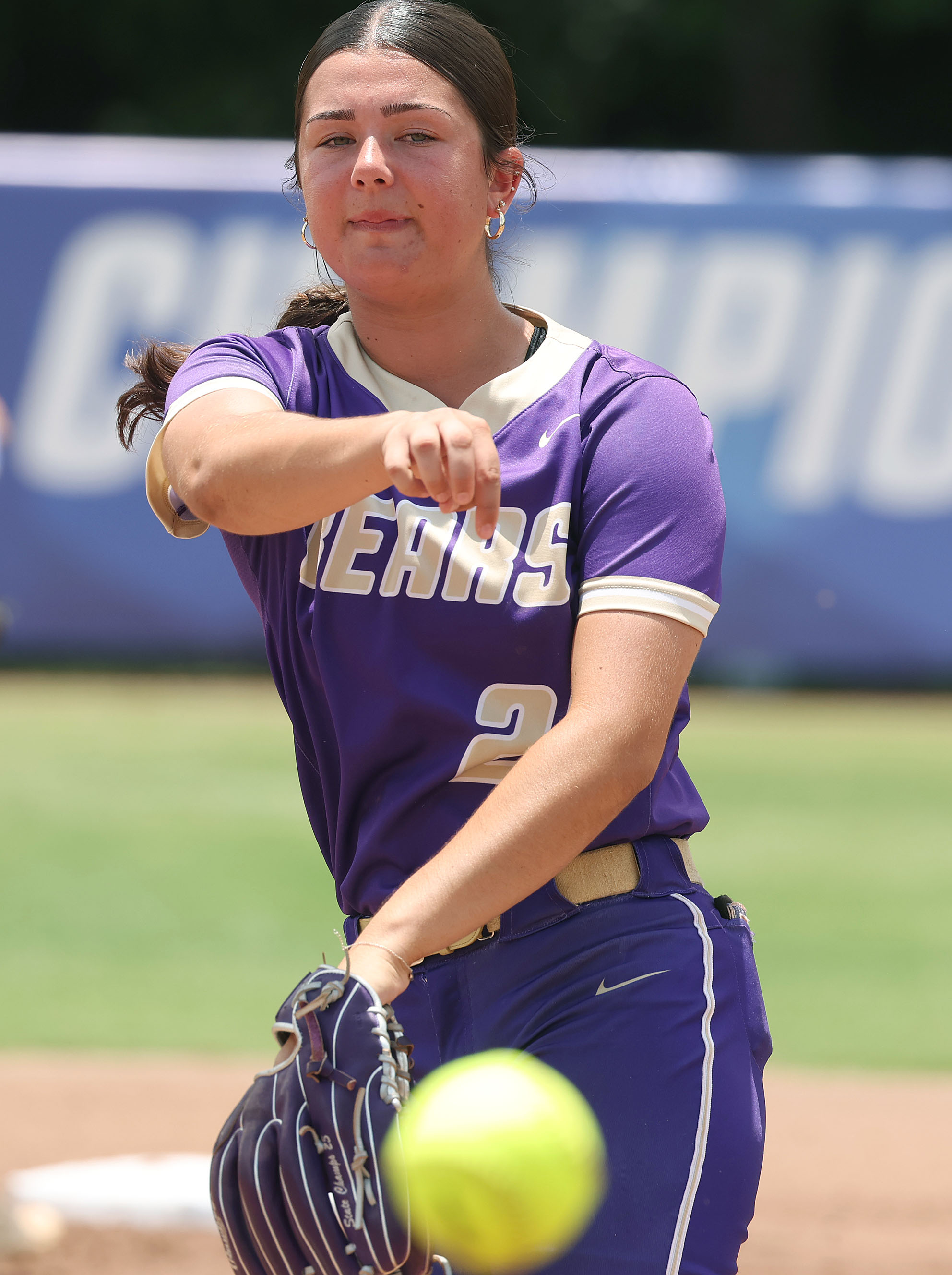 Winter Springs pitcher Tiffany Seemann throws during the Class 5A...