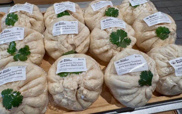 If you show up around 10:30 a.m. you might be able to snag your bánh bao warm and fresh. Otherwise, they're available in the grab and go case. (Photo courtesy Mills Market)