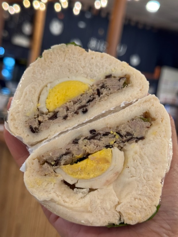 Vietnamese bánh bao are traditionally filled with ground pork, Chinese sausage, and hard-boiled egg with wood-ear mushrooms and onions. (Photo courtesy Mills Market)