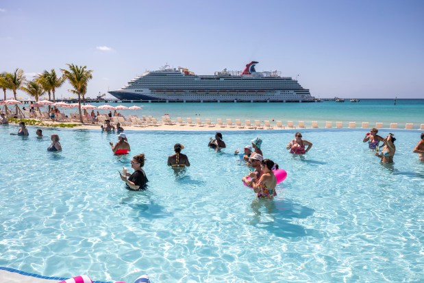 Carnival Cruise Line's Celebration Key opens to guests for the first time on July 19, 2025 on Grand Bahama Island. The 68-acre destination features large freshwater lagoons, a 10-story sandcastle with water slides, Bahamian vendors, swim-up bars and more. (Patrick Connolly/Orlando Sentinel)