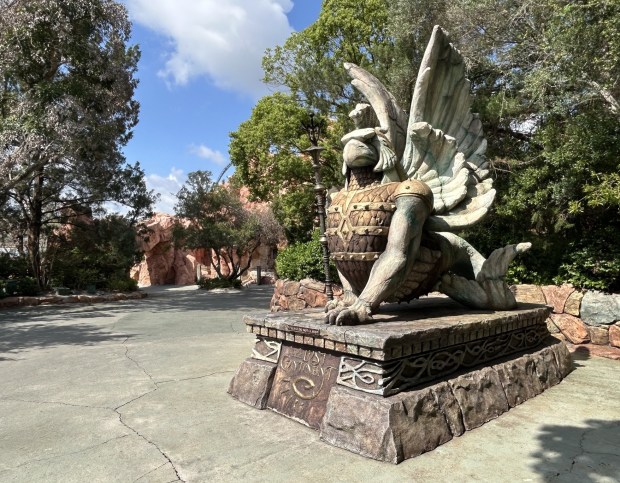 A sea griffin statue stands at the entrance of Lost Continent that faces Seuss Landing at Islands of Adventure theme park. (Dewayne Bevil/Orlando Sentinel)