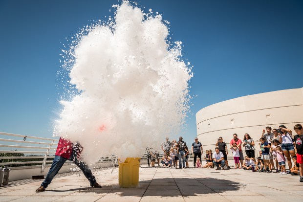 Explosions (well, outdoor ones) are part of Mess Fest, a hands-on exploration of physics and other sciences at Orlando Science Center. (Orlando Science Center)