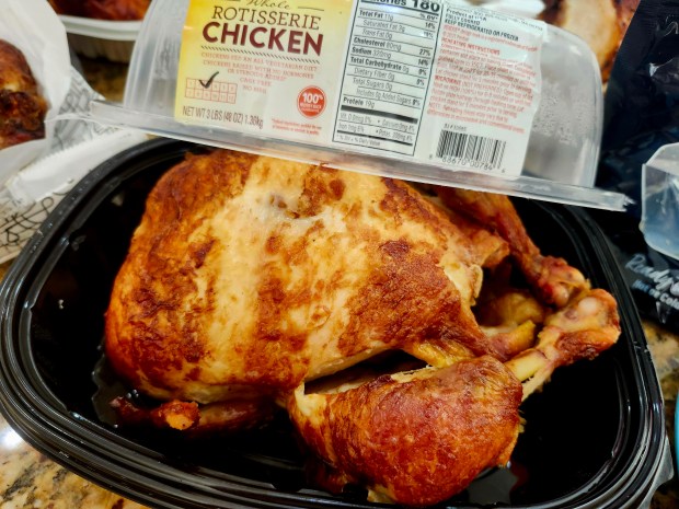 BJ's, like the other wholesale clubs, charges similarly. This 2.11-lb chicken cost $4.99. (Amy Drew Thompson/Orlando Sentinel)