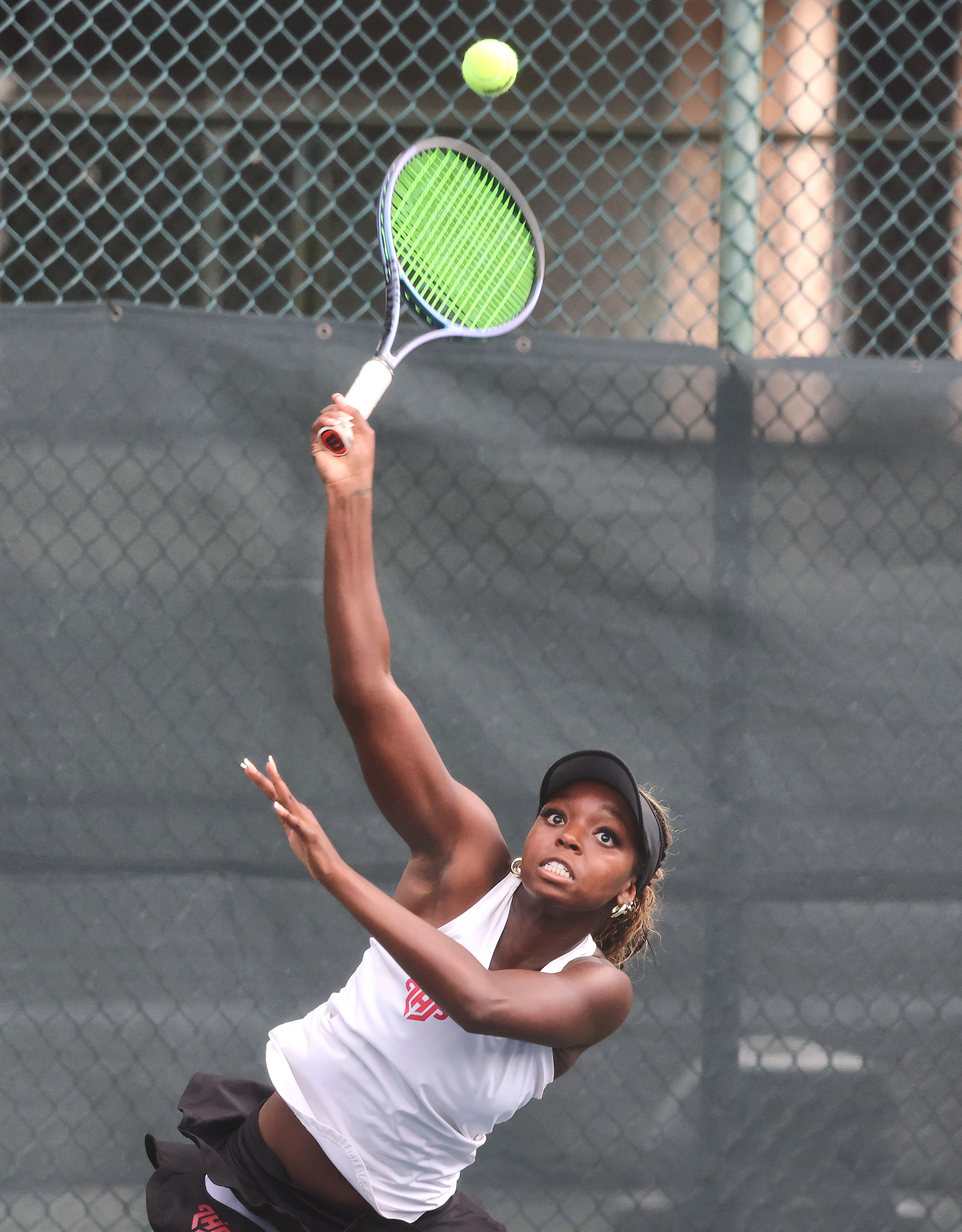 Lake Highland Prepâs Authumie Dhaiti serves at the 2026 FHSAA...