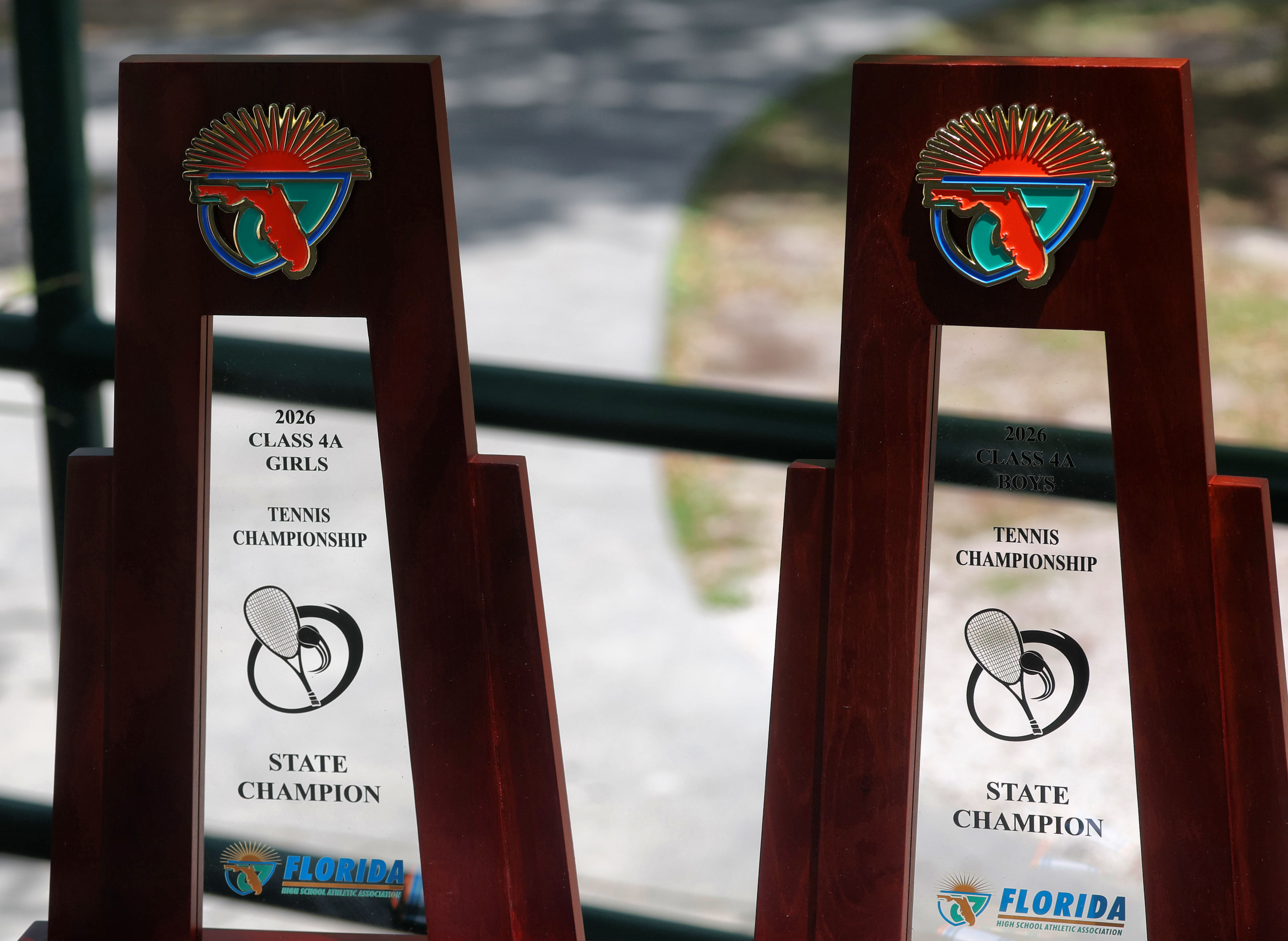 Trophies at the 2026 FHSAA State Tennis Championship Tournament at...