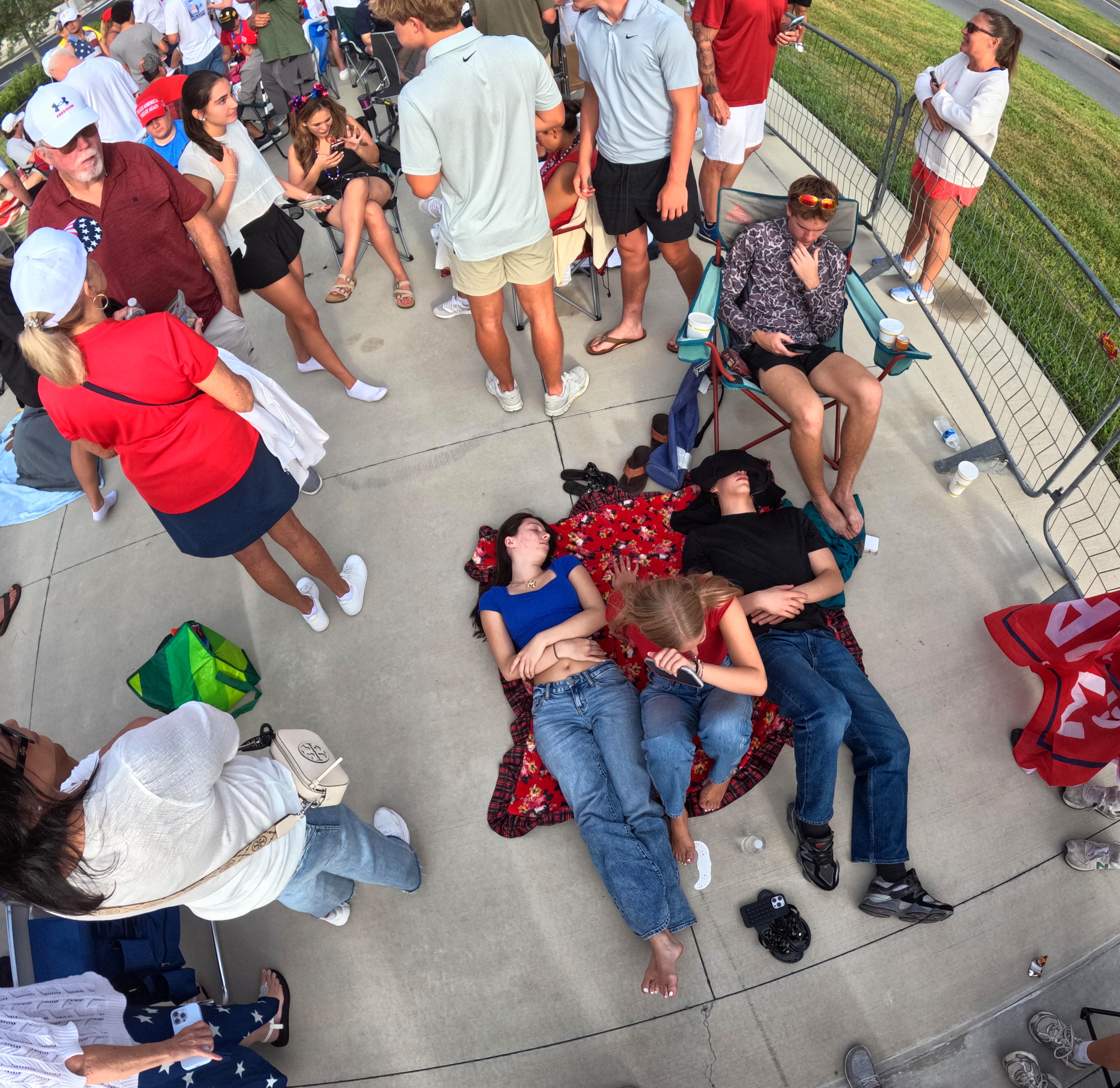 Nap time for some supporters of President Donald Trump while...