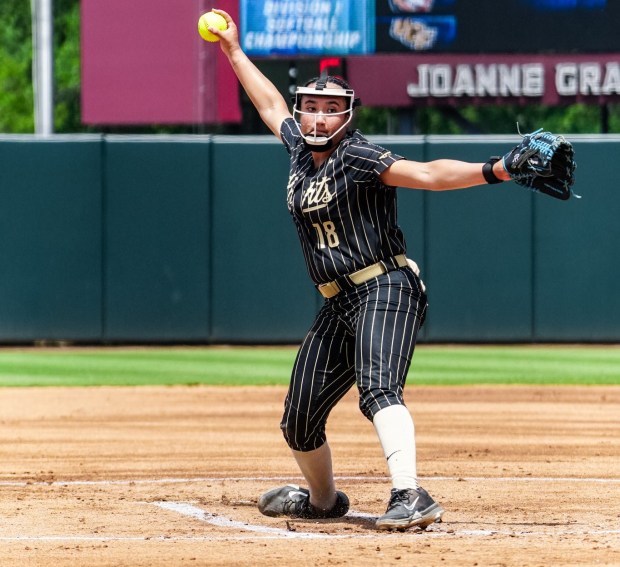 UCF pitcher Tori Payne delivers a pitch during Game 7 of the finals of the Tallahassee Regional against Florida State at JoAnne Graf Field on Sunday. (Photo courtesy of UCF Athletics)