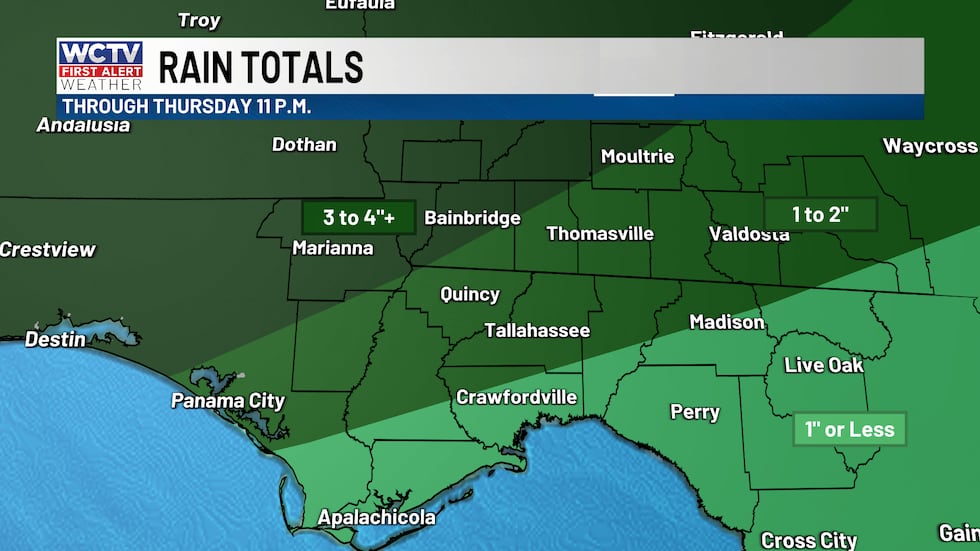 The highest rain totals will be for folks northwest. Most of the area will see 1 to 2 inches....
