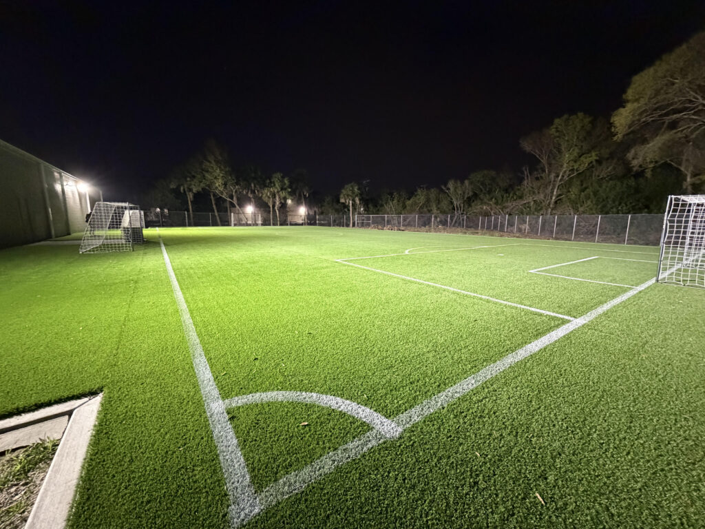 People on a soccer field
