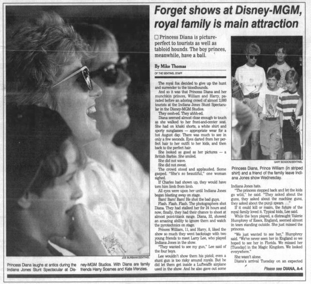 Orlando Sentinel coverage of Princess Diana's visit in 1993. (Orlando Sentinel file)