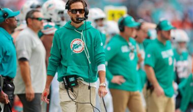 Dec 21, 2025; Miami Gardens, Florida, USA; Miami Dolphins head coach Mike McDaniel looks on during the second quarter against the Cincinnati Bengals at Hard Rock Stadium.