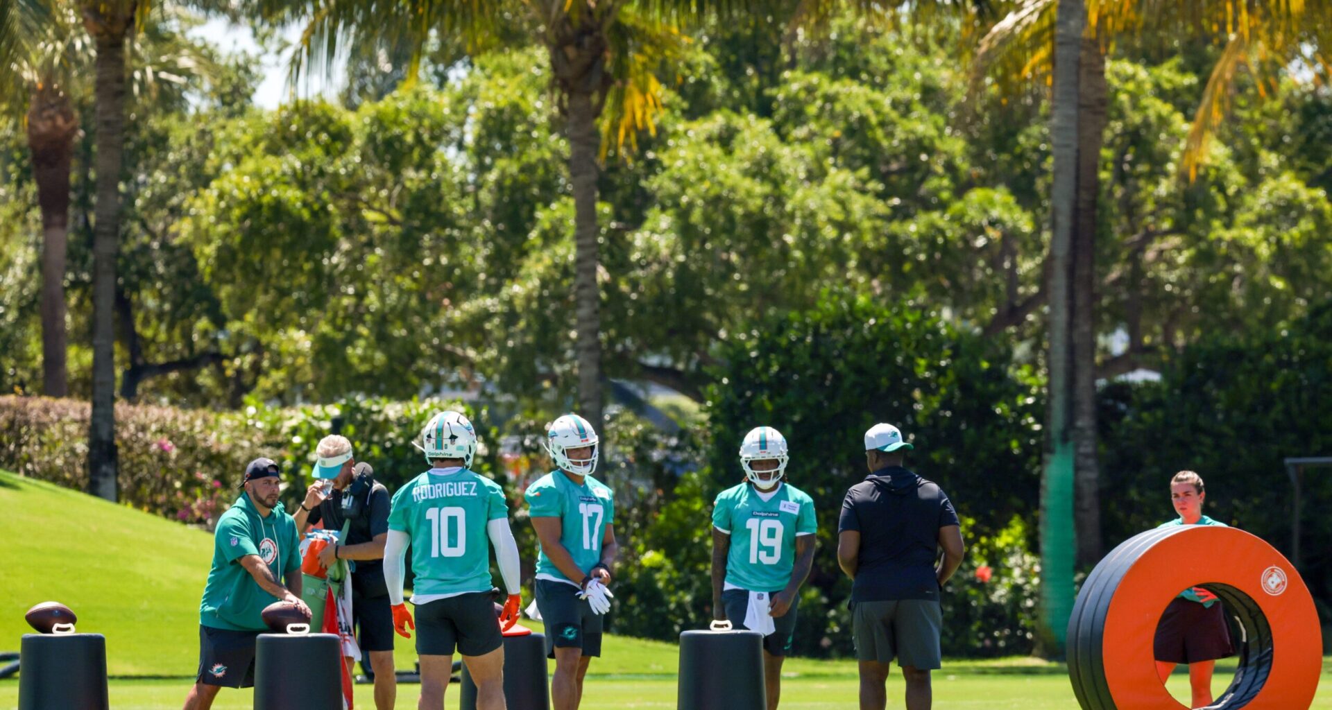 The Miami Dolphins had an extra attendee at rookie minicamp and the vibes could not be any higher