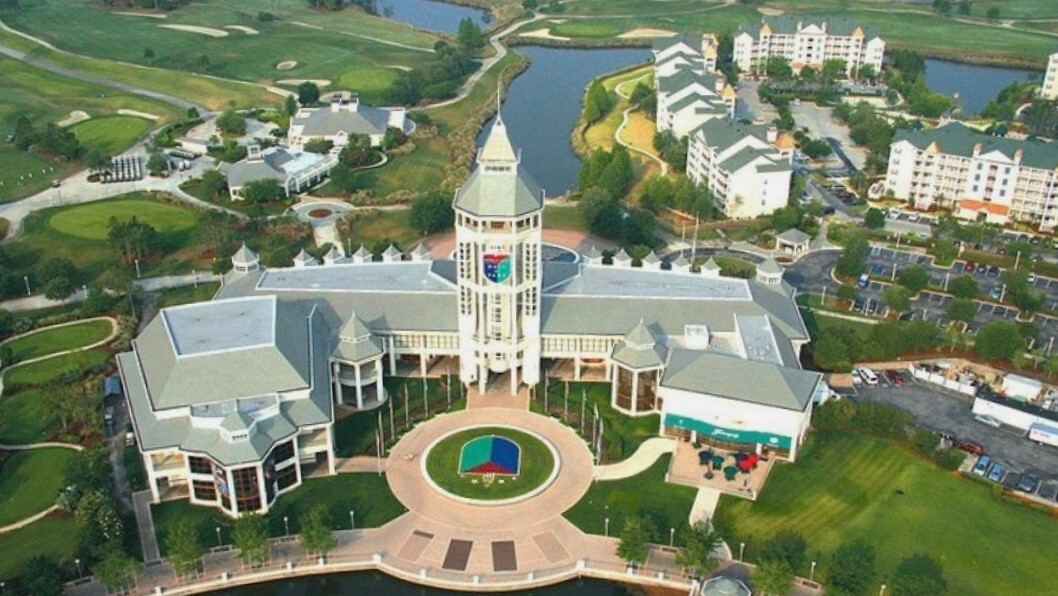 Aerial view of the IMAX theater and the World Golf Hall of Fame at World Golf Village.