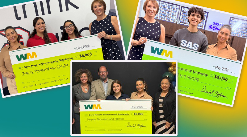 WM Joins with the City of Doral to Award $20,000 in Mayoral Environmental College Scholarships to Four Doral High School Seniors