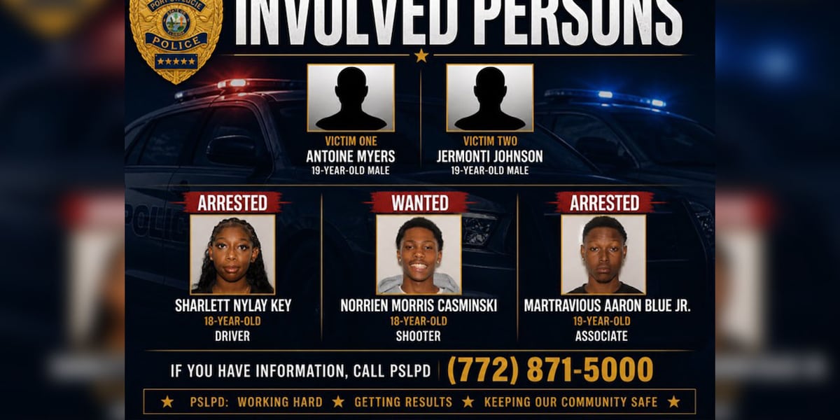 Port St. Lucie police make 2 arrests, seek 1 suspect in shooting that left teen in grave condition