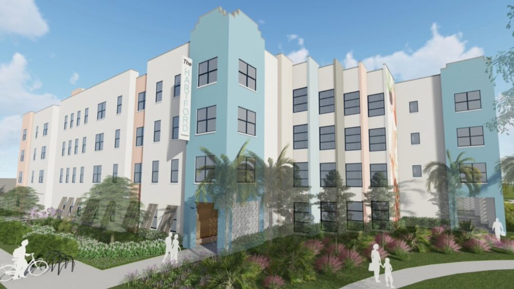 Rendering of the planned Hartford Apartments affordable housing development in St. Petersburg.