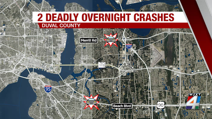 Pedestrian, driver killed in separate early-morning Jacksonville crashes