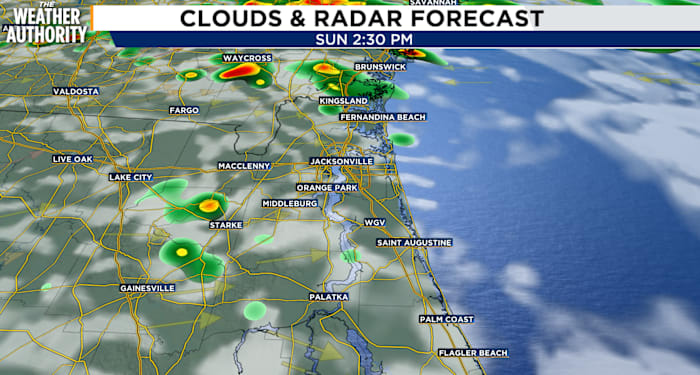 Scattered storms Sunday with pops of sunshine across Northeast Florida, Southeast Georgia