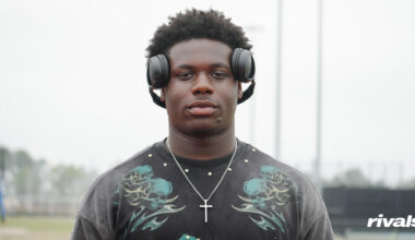 DJ Miller catches a touchdown during Kentucky Spring Practice, via Jacob Noger, UK Athletics