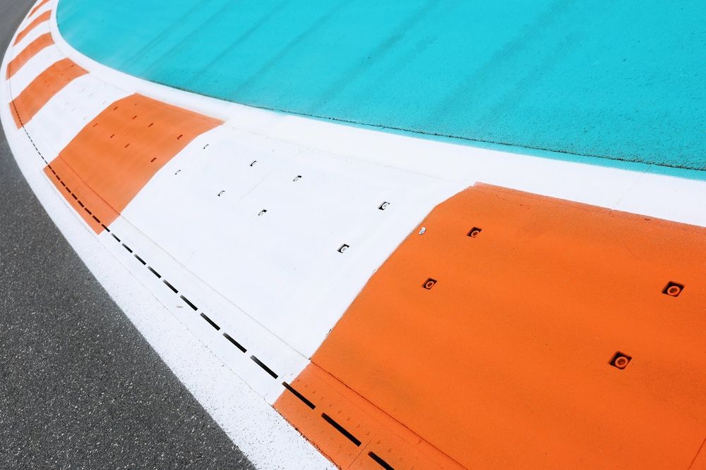 A detailed view of a trackside kerb