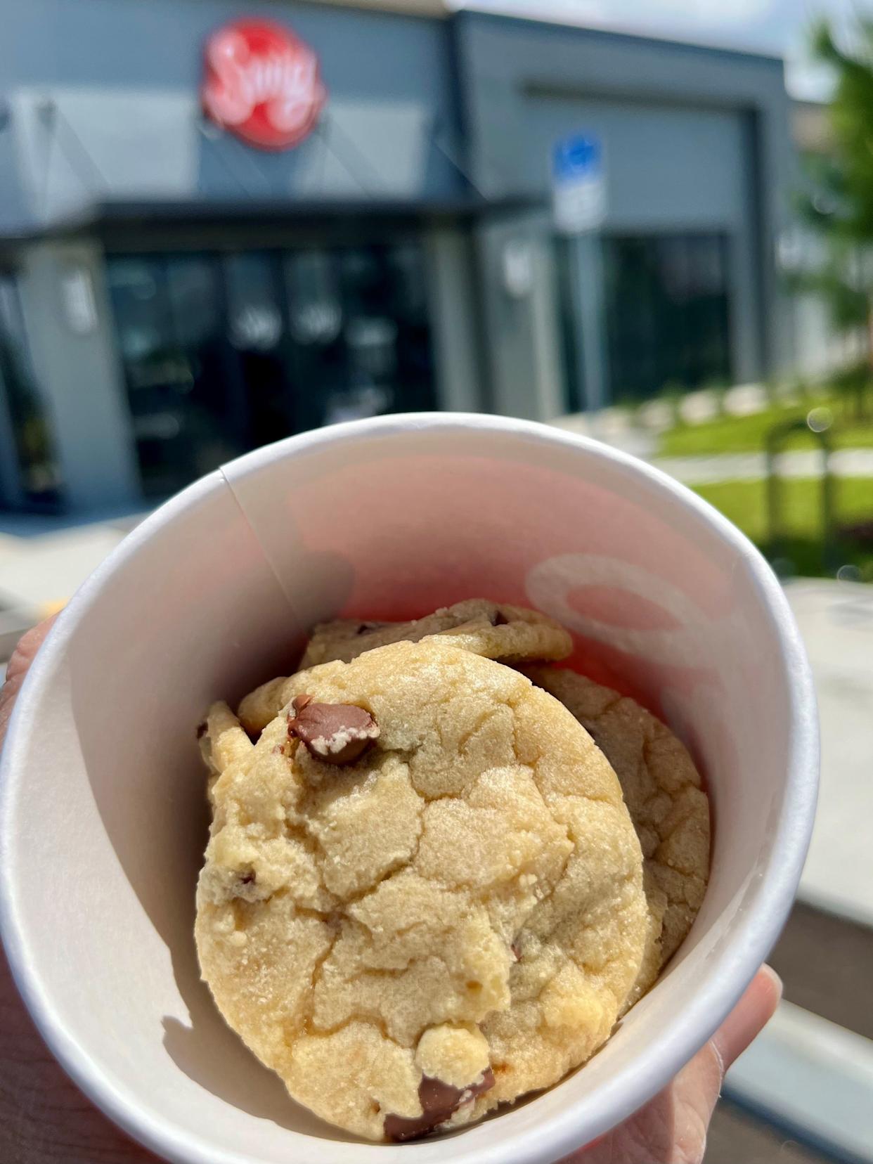 Mini chocolate chip cookies (served cold like cookie dough) are a big seller at Swig locations.
