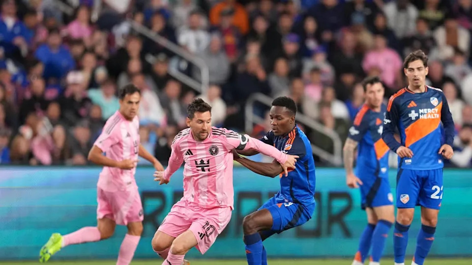 Lionel Messi #10 of Inter Miami CF is challenged by <a class="link " href="https://sports.yahoo.com/soccer/players/4102275/" data-i13n="sec:content-canvas;subsec:anchor_text;elm:context_link" data-ylk="slk:Samuel Gidi;sec:content-canvas;subsec:anchor_text;elm:context_link;itc:0" data-yga="{"yLinkElement":"context_link","yModuleName":"content-canvas","yLinkText":"Samuel Gidi","ySubModuleName":"anchor_text","yHasCommerce":false}">Samuel Gidi</a> #11 of FC Cincinnati during the MLS match between FC Cincinnati and Inter Miami CF at TQL Stadium on May 13, 2026 in <a class="link " href="https://sports.yahoo.com/soccer/teams/cincinnati/" data-i13n="sec:content-canvas;subsec:anchor_text;elm:context_link" data-ylk="slk:Cincinnati;sec:content-canvas;subsec:anchor_text;elm:context_link;itc:0" data-yga="{"yLinkElement":"context_link","yModuleName":"content-canvas","yLinkText":"Cincinnati","ySubModuleName":"anchor_text","yHasCommerce":false}">Cincinnati</a>, Ohio. (Photo by Jeff Dean/Getty Images)Photo by Jeff Dean&sol;Getty Images