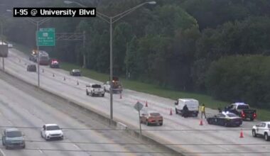 Traffic Alert: Lane closed on I-95 South near University Boulevard after bus hits, kills pedestrian