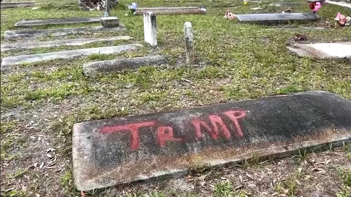 Black residents outraged in Florida as beloved cemetery vandalized with ‘Trump’ and ‘DeSantis’ graffiti
