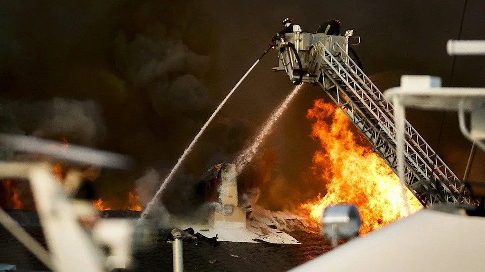 Firefighters battling a fire on the University of South Florida campus in St. Petersburg