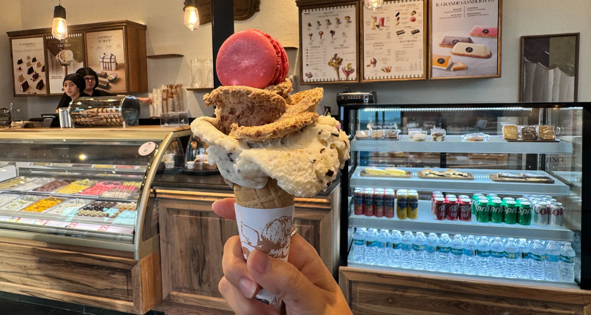 The interior of a gelato shop