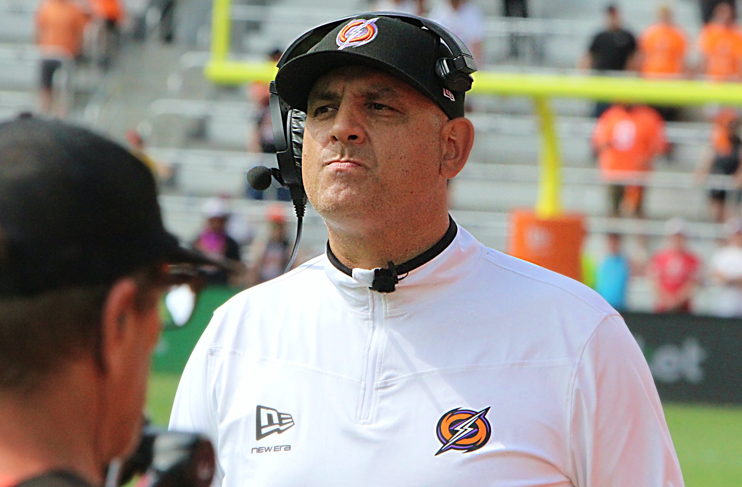 Orlando coach Antony Becht shows his concern during the Birmingham...