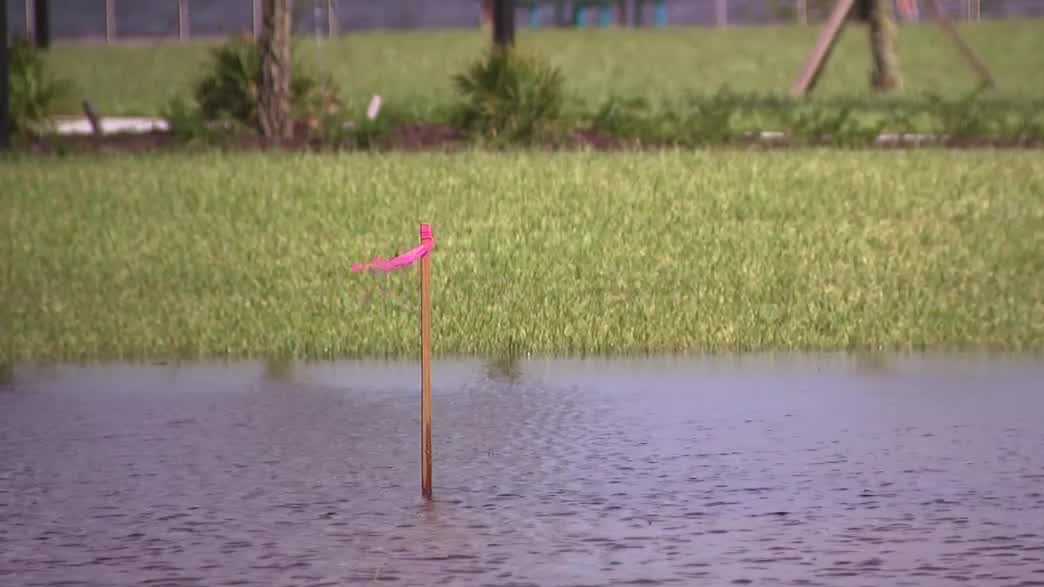 Puddles pooling up at newly renovated Jaycee Park
