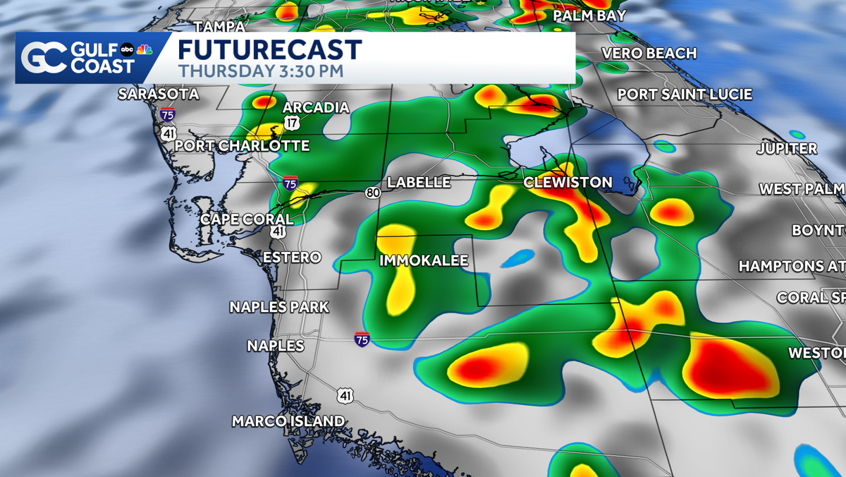 Scattered storms Thursday
