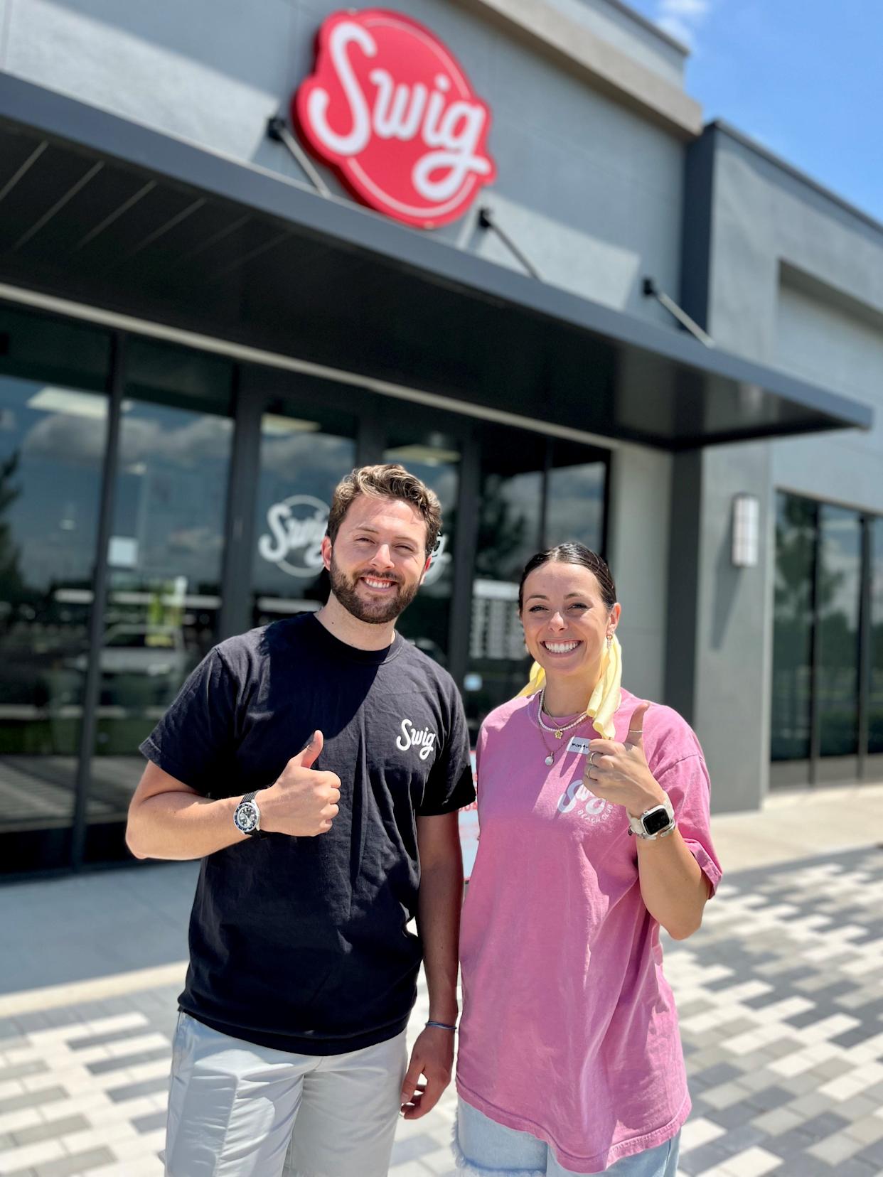 Monique LeRoy, pictured with her boyfriend Andrew Luke, is the franchise owner of Swig in Cape Coral and Fort Myers.