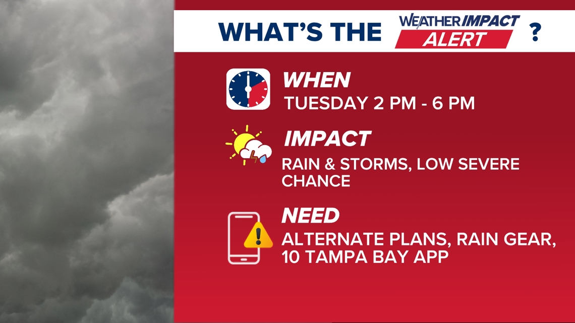 Weather Impact Alert issued for storms moving across Tampa Bay