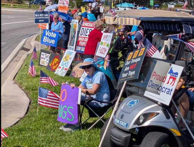 Protests ahead of Trump in The Villages protests ahead of trump in the villages