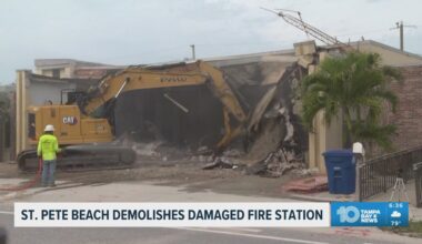 St. Pete Beach demolishes the damaged fire station that was damaged in the 2024 hurricanes.