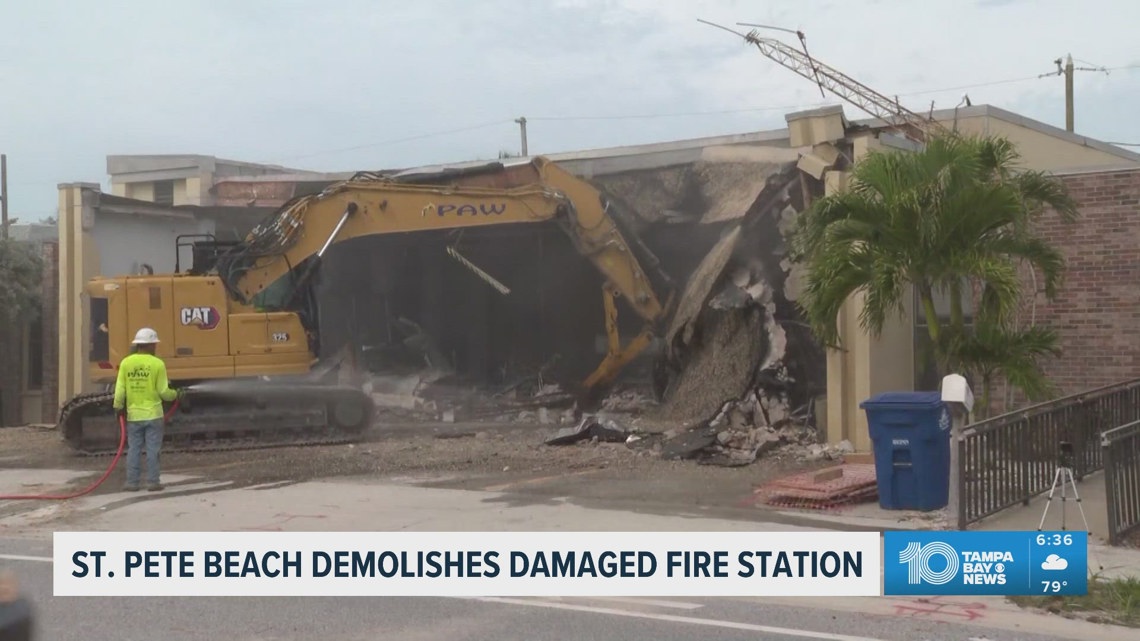 St. Pete Beach demolishes the damaged fire station that was damaged in the 2024 hurricanes.