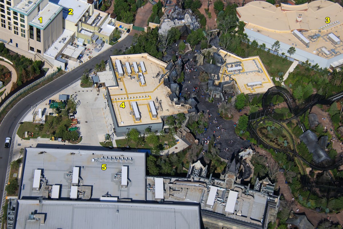 Bioreconstruct labeled each of the buildings above to show which roofs have new spotlights on them: