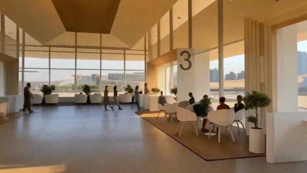 Interior rendering of Tampa International Airport’s proposed SkyLink multimodal transit hub.