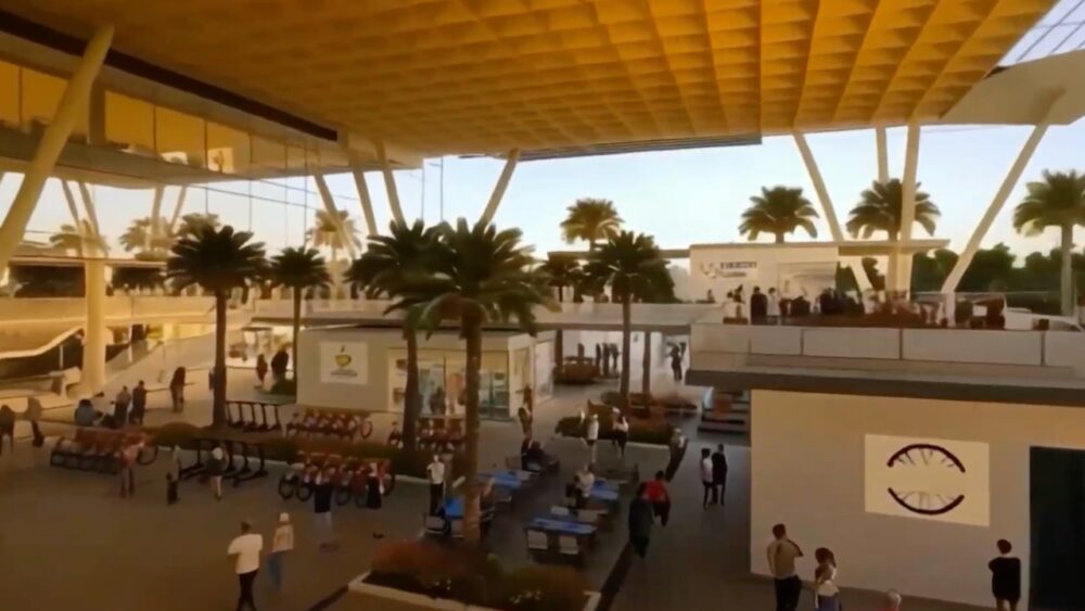 Interior rendering of Tampa International Airport’s proposed SkyLink multimodal transit hub.