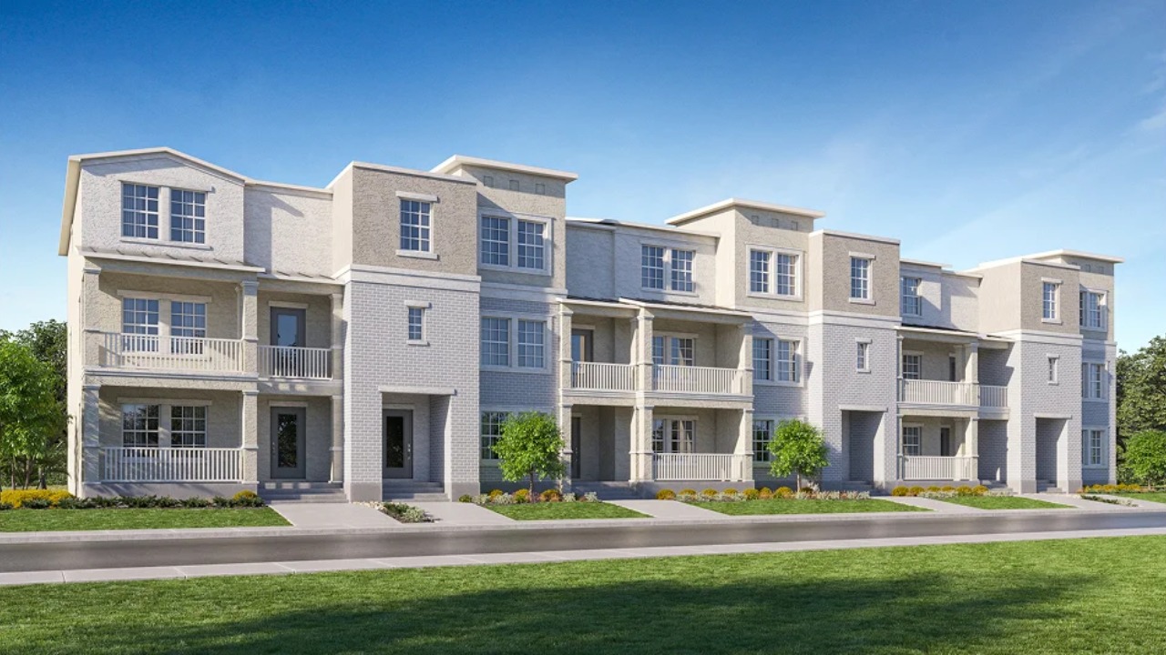 Rendering of three-story townhomes at Lennar’s Townes at Manhattan Crossing development in South Tampa.