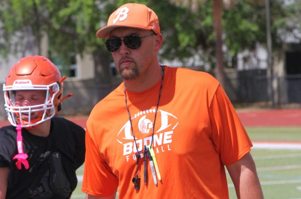 Charles Sprenkle, 31, takes over as the new head football coach at Boone High. (Chris Hays/Orlando Sentinel) 
