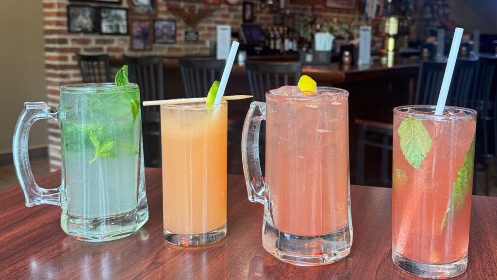 Drinks on a counter