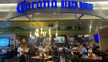 a dining room and a bar